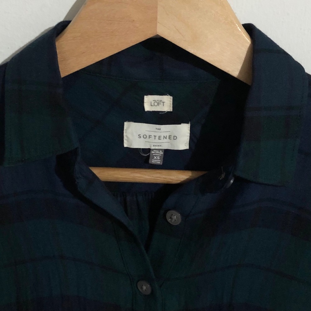 LOFT | Blue & Green💘Plaid - Picture 4 of 10
